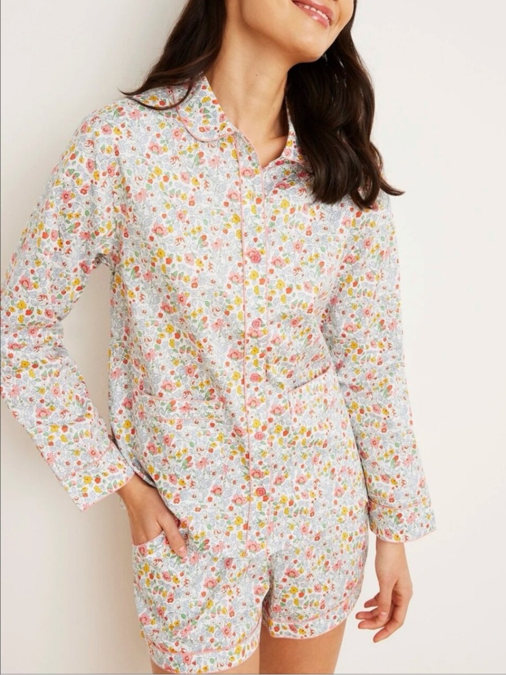 LAKE Women’s Piped Poplin Elizabeth Floral Pajama Set